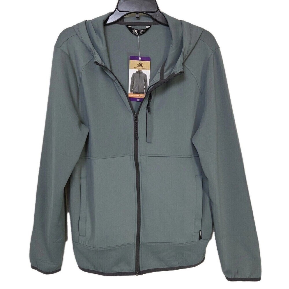 NWT ZEROXPOSUR Light Scuba Zip Hoodie Grayish Green Men's M 316380